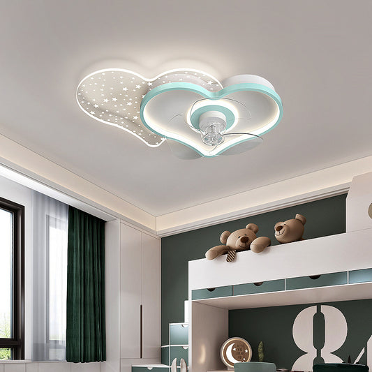 Love-Heart Fan & Chandelier – Children’s Room LED Ceiling Light – Duvencioglu