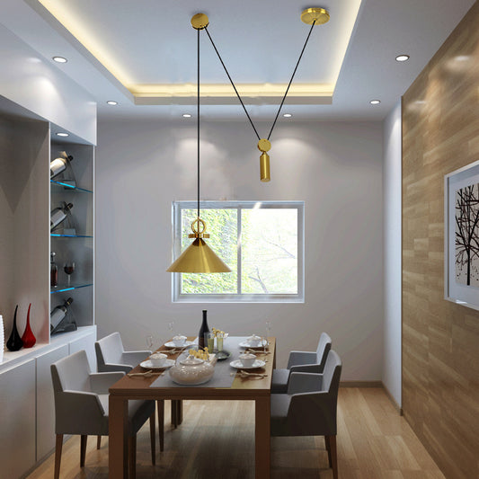 Retractable Brass LED Pendant – 300 mm Zinc-Alloy Chandelier – Duvencioglu