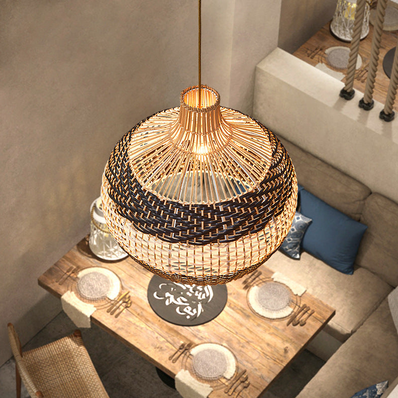 Scandinavian Rattan LED Chandelier – Café & Bar Pendant (Ø 50–60 cm) – Duvencioglu