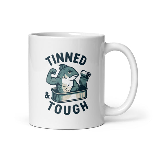 Tinned & Tough Mug – Funny Muscular Sardine Cup, Nautical Strength Gift – Duvencioglu