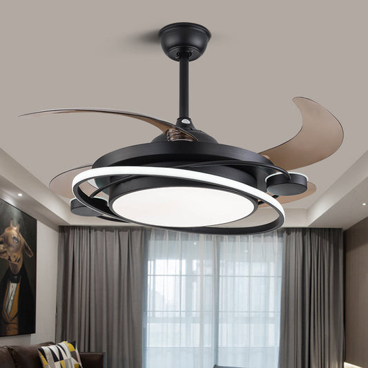 Modern Luxury Fan Chandelier – 42″ & 48″ Transparent-Blade Pendant (Model 813) – Duvencioglu