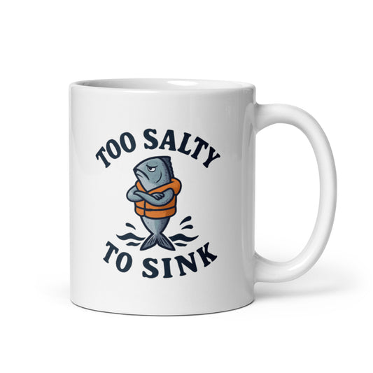 Too Salty to Sink Mug – Funny Sardine Life Vest Cup, Gift for Tough Sea Lovers – Duvencioglu