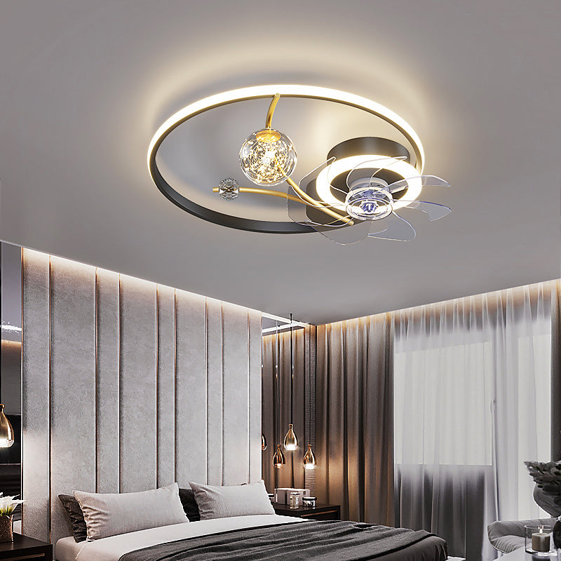 Nordic Remote-Control LED Ceiling Fan Chandelier – Gold & Black – Duvencioglu