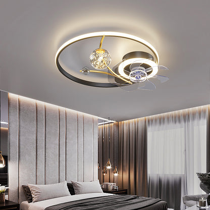 Nordic Remote-Control LED Ceiling Fan Chandelier – Gold & Black – Duvencioglu
