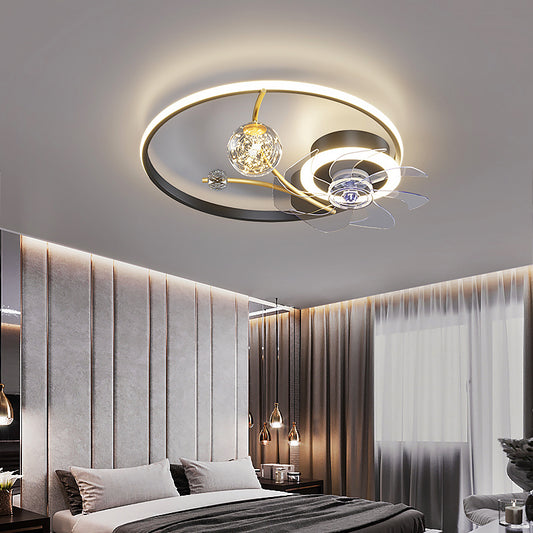 Nordic Remote-Control LED Ceiling Fan Chandelier – Gold & Black – Duvencioglu