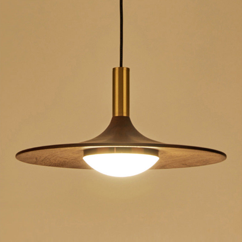 Nordic Retro Flying Saucer Chandelier – Wood & Iron Pendant for Bars – Duvencioglu