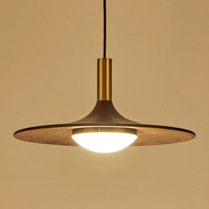 Nordic Retro Flying Saucer Chandelier – Wood & Iron Pendant for Bars – Duvencioglu