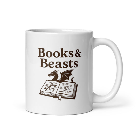 Books & Beasts Mug – Fantasy Reader Coffee Cup, Dragon - Literature Gift – Duvencioglu