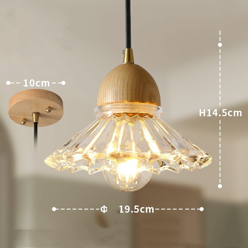 Nordic Solid Wood & Glass 3-Head Chandelier – Modern Minimalist Pendant – Duvencioglu
