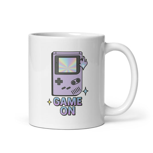 Game On Mug – Retro Handheld Console Y2K Holographic Gamer Cup – Duvencioglu