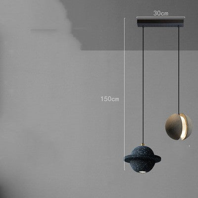 Modern Red Planet LED Chandelier – Single-Head Marble Pendant – Duvencioglu