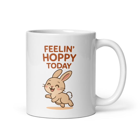 Feelin’ Hoppy Today Mug – Cute Bunny Pun Cup for Joyful Vibes – Duvencioglu