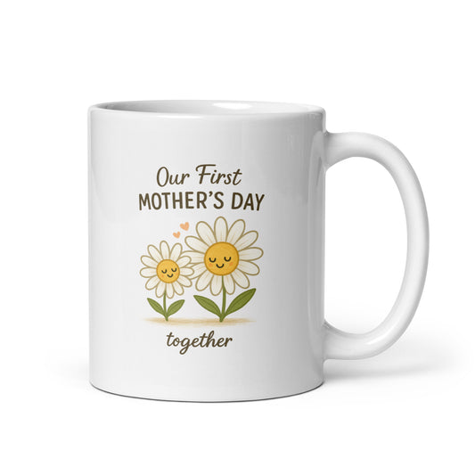 Our First Mother’s Day Mug – Cute Daisy Flower Mom and Baby – First Mother’s Day Together Gift – New Mom Coffee Cup – Floral Mom Mug – Duvencioglu