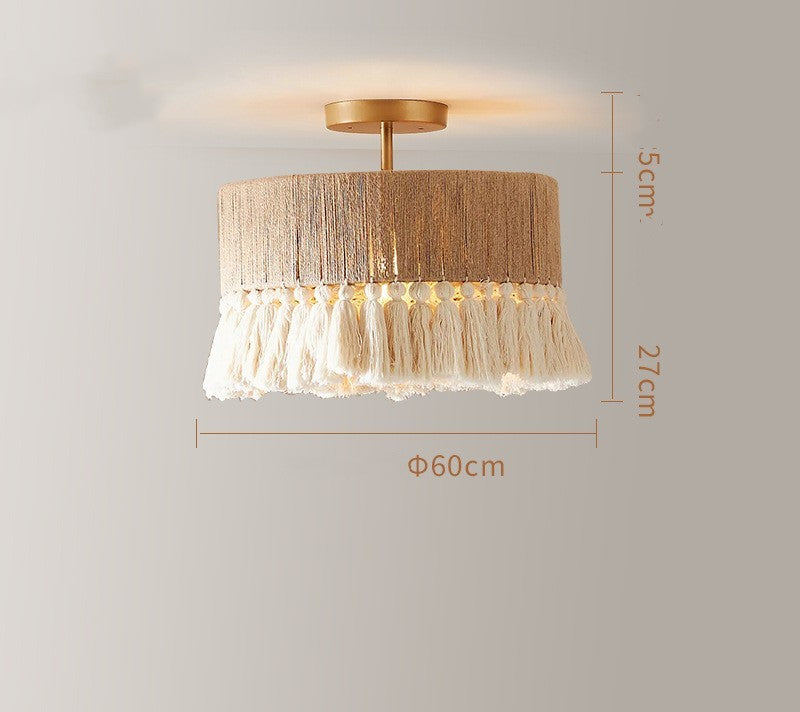 Bohemian Twine Tassel Chandelier – Vintage Rope Pendant (Ø30–60 cm) – Duvencioglu