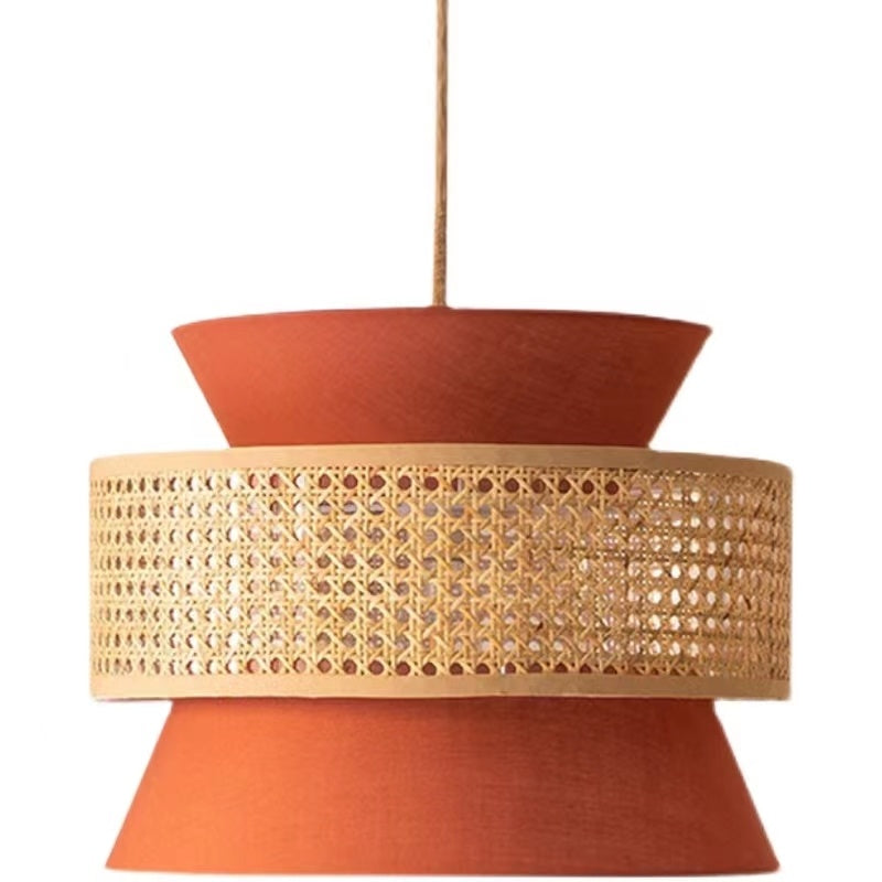 Japanese-Style Handwoven Rattan LED Chandelier – 3000 K Pendant – Duvencioglu