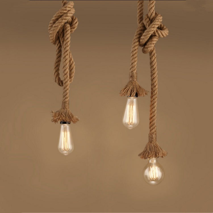 Industrial Hemp Rope Pendant Lamp - Rustic Coffee Shop & Bar Light – Duvencioglu
