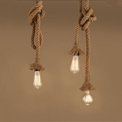 Industrial Hemp Rope Pendant Lamp - Rustic Coffee Shop & Bar Light – Duvencioglu