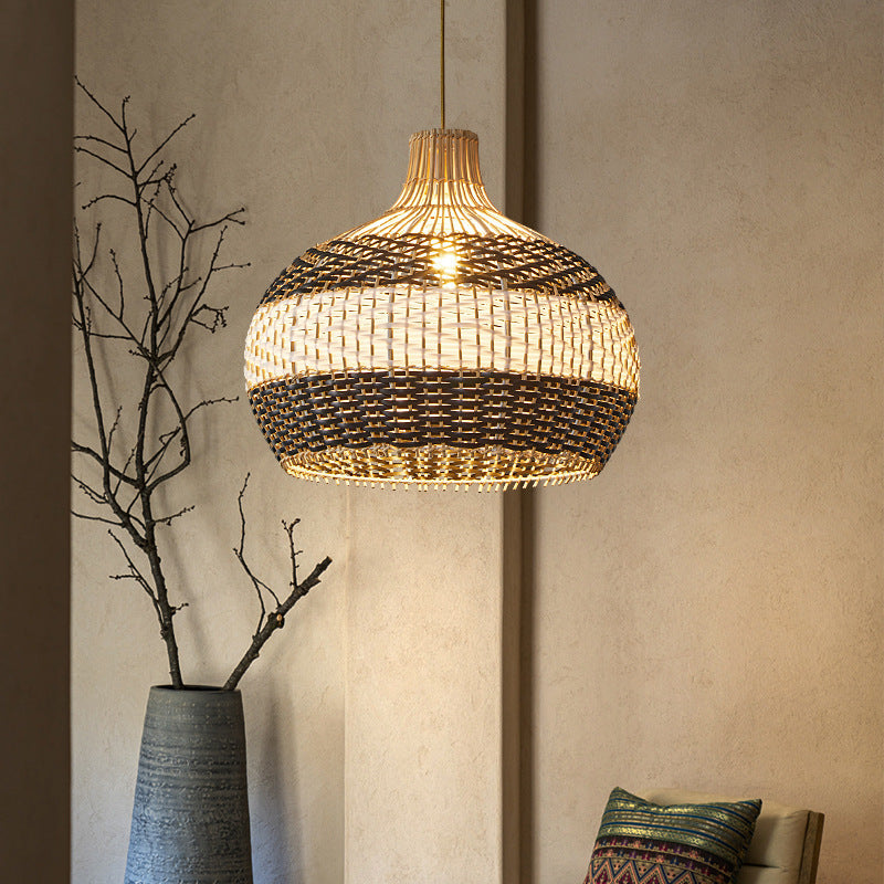 Scandinavian Rattan LED Chandelier – Café & Bar Pendant (Ø 50–60 cm) – Duvencioglu