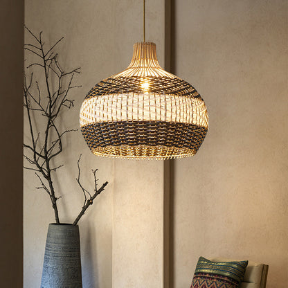 Scandinavian Rattan LED Chandelier – Café & Bar Pendant (Ø 50–60 cm) – Duvencioglu