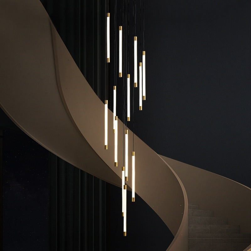 All-Copper LED Staircase Chandelier – Ø800 mm × H250 cm Pendant – Duvencioglu
