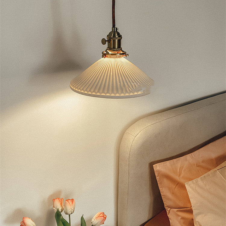 Nordic–Japanese Porcelain LED Chandelier – Brass & Ceramic Pendant – Duvencioglu