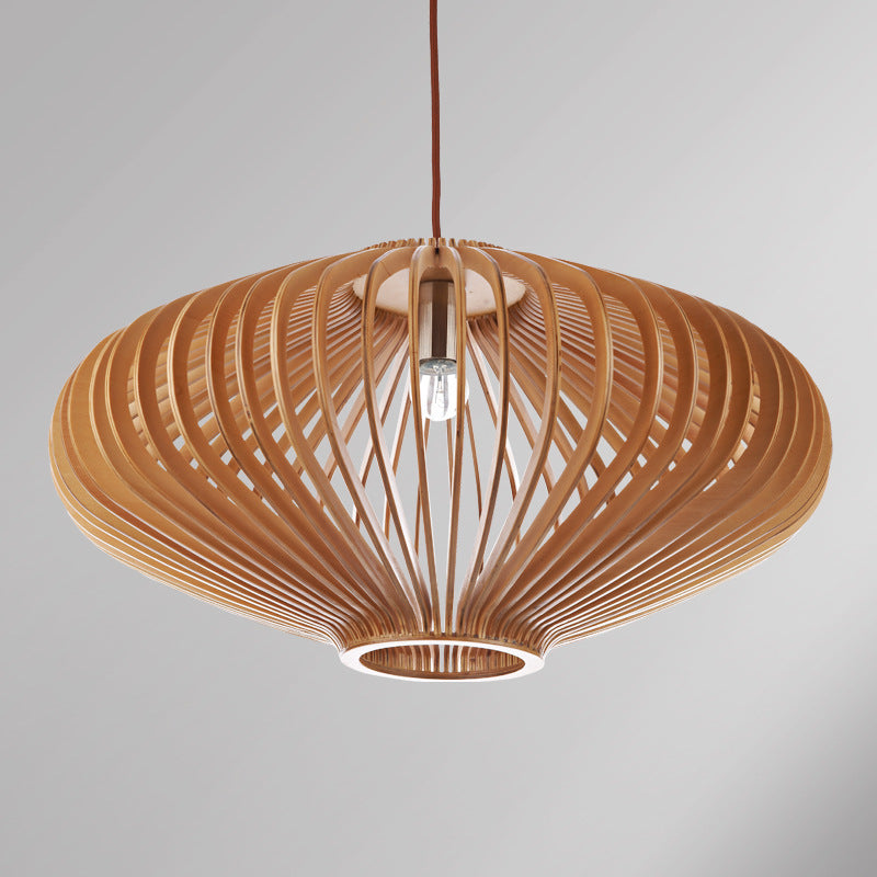 Nordic Bamboo Birdcage Wooden Chandelier – LED Art Pendant Light – Duvencioglu