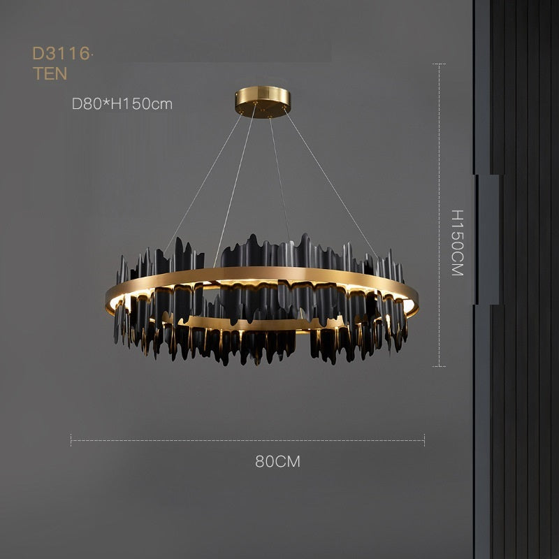 Postmodern Italian Luxury LED Chandelier – Ø 60/80 cm Organic Glass Pendant – Duvencioglu