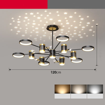 Stellar Nordic Iron LED Chandelier – Remote & Voice-Control Pendant, 1000 mm – Duvencioglu