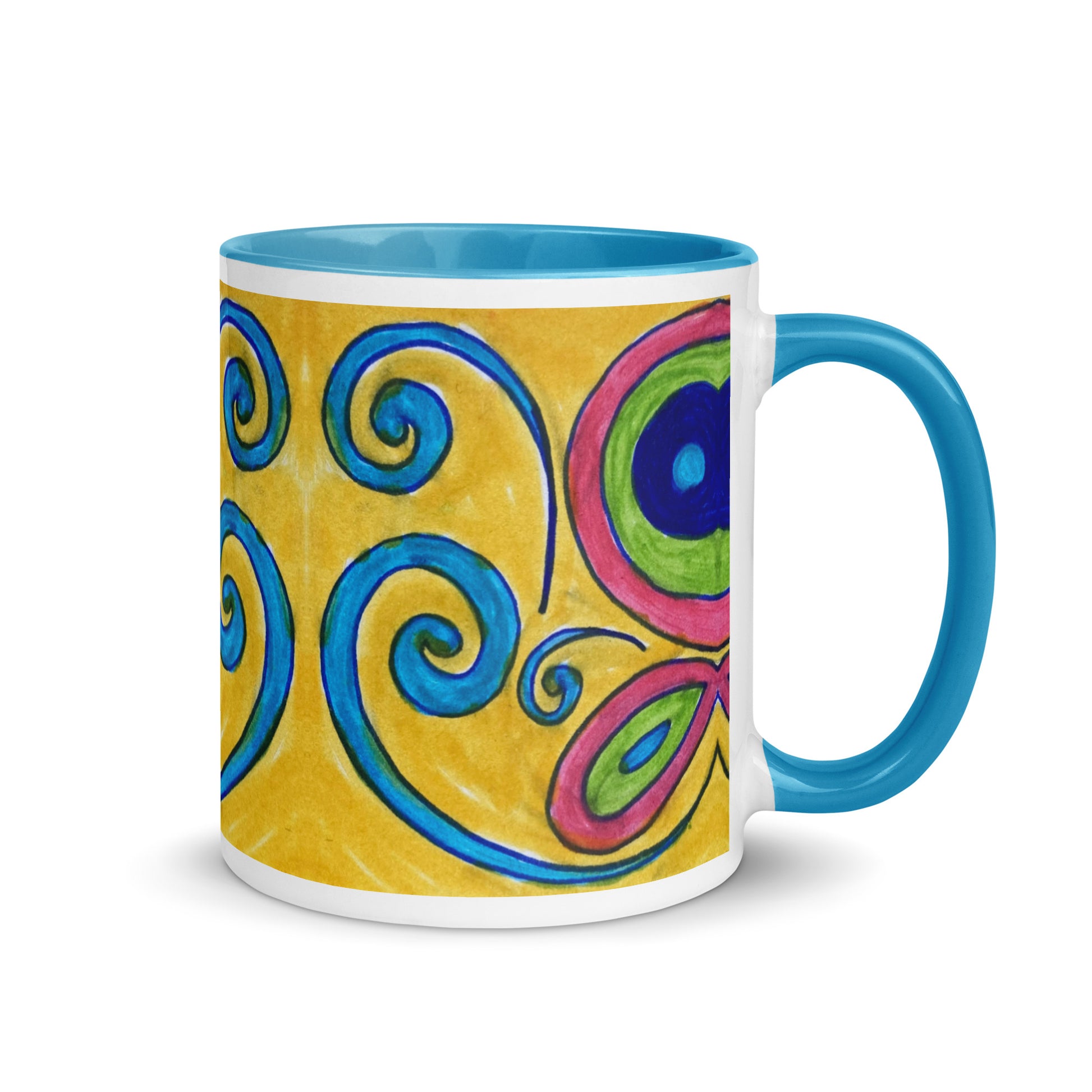 Spiral Flow Mug – Abstract Hand Drawn Swirl Design Cup, Colorful Artistic Coffee Mug – Duvencioglu