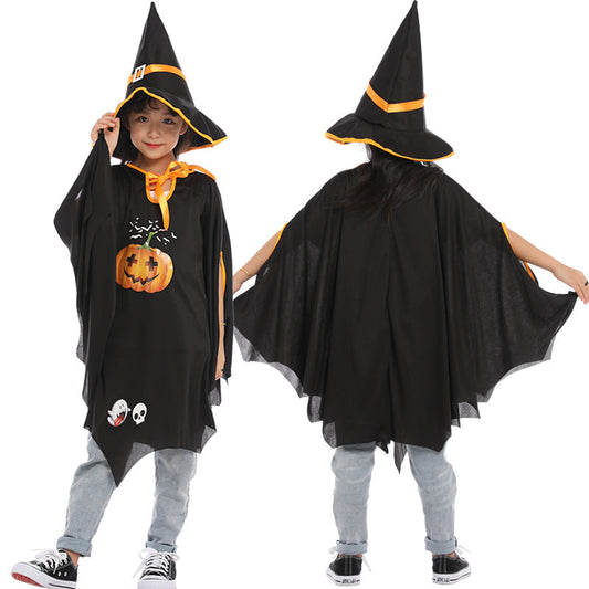 Halloween Witch Cosplay Costume - Pumpkin Cloak & Pointed Hat – Duvencioglu